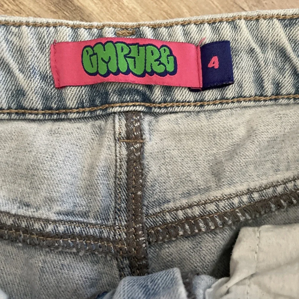 Empyre Womens Size 4 Tori Light Blue Wash Cargo Skate Pants Straight Baggy Jeans